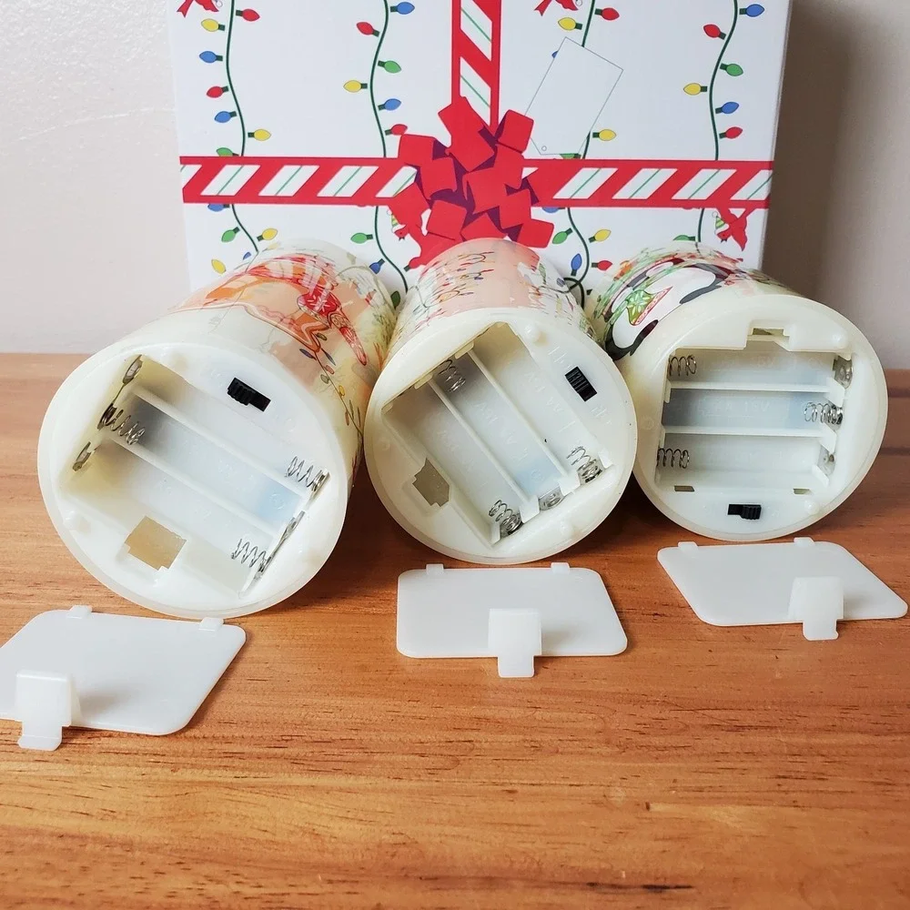 Temptations Fiberoptic Flameless Christmas Candles Gingerbread Snowman Elf Santa